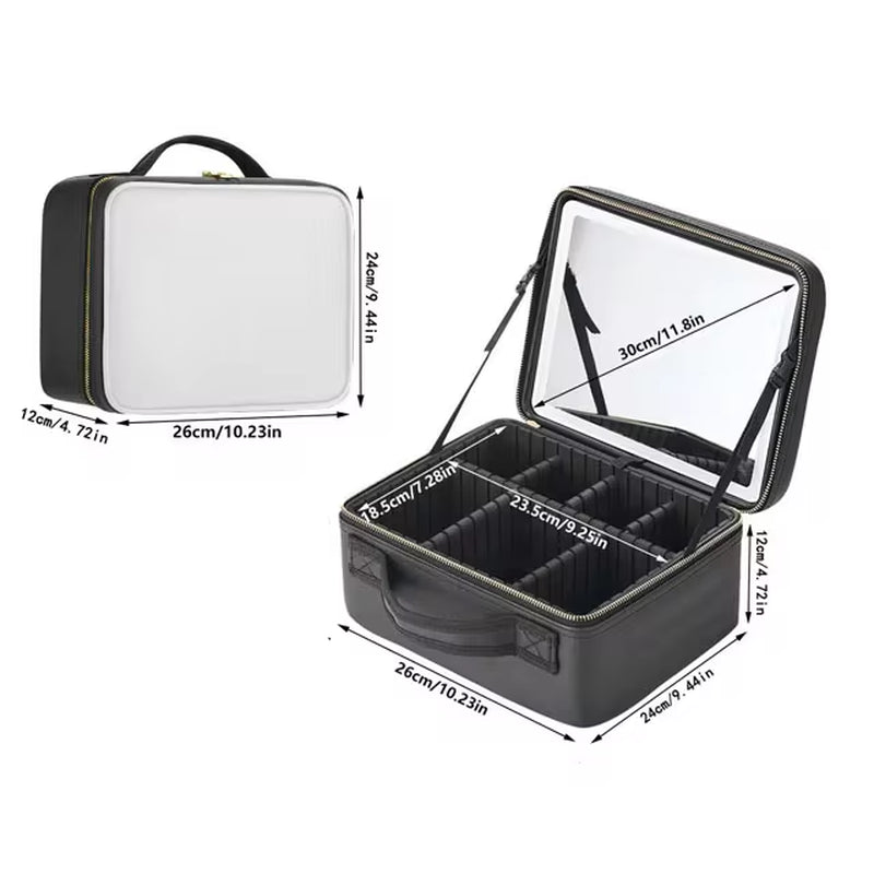 Smart LED Cosmetic Case with Mirror Travel Makeup Bag Large Capacity Female Beautician Skincare Product Makeup Case for Women